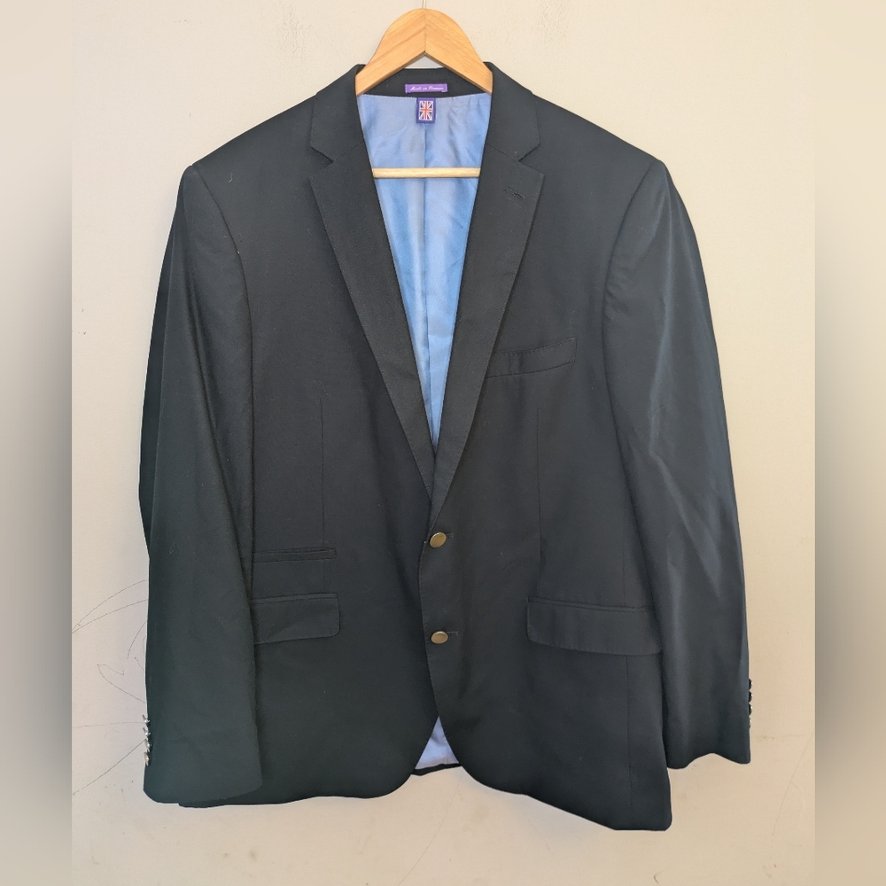 Savile Row Rivington Navy Blue Sport Coat Blazer Jacket Size 46L